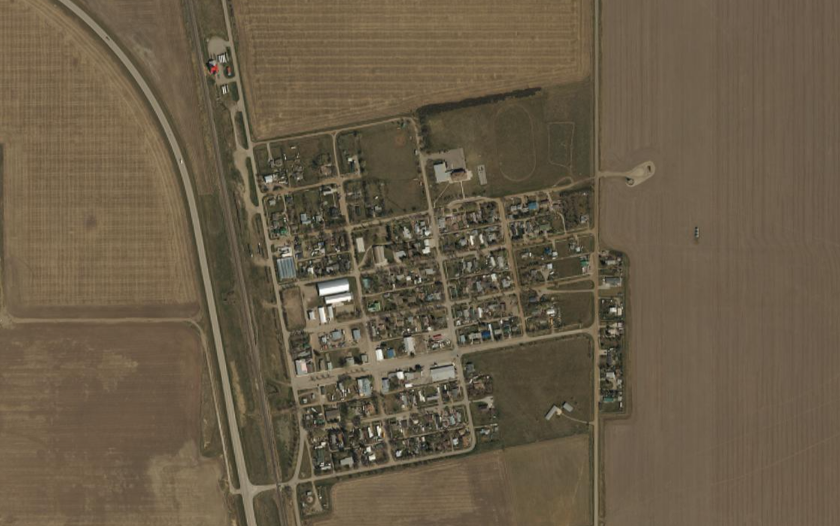 Aerial view of Barons, Alberta.
