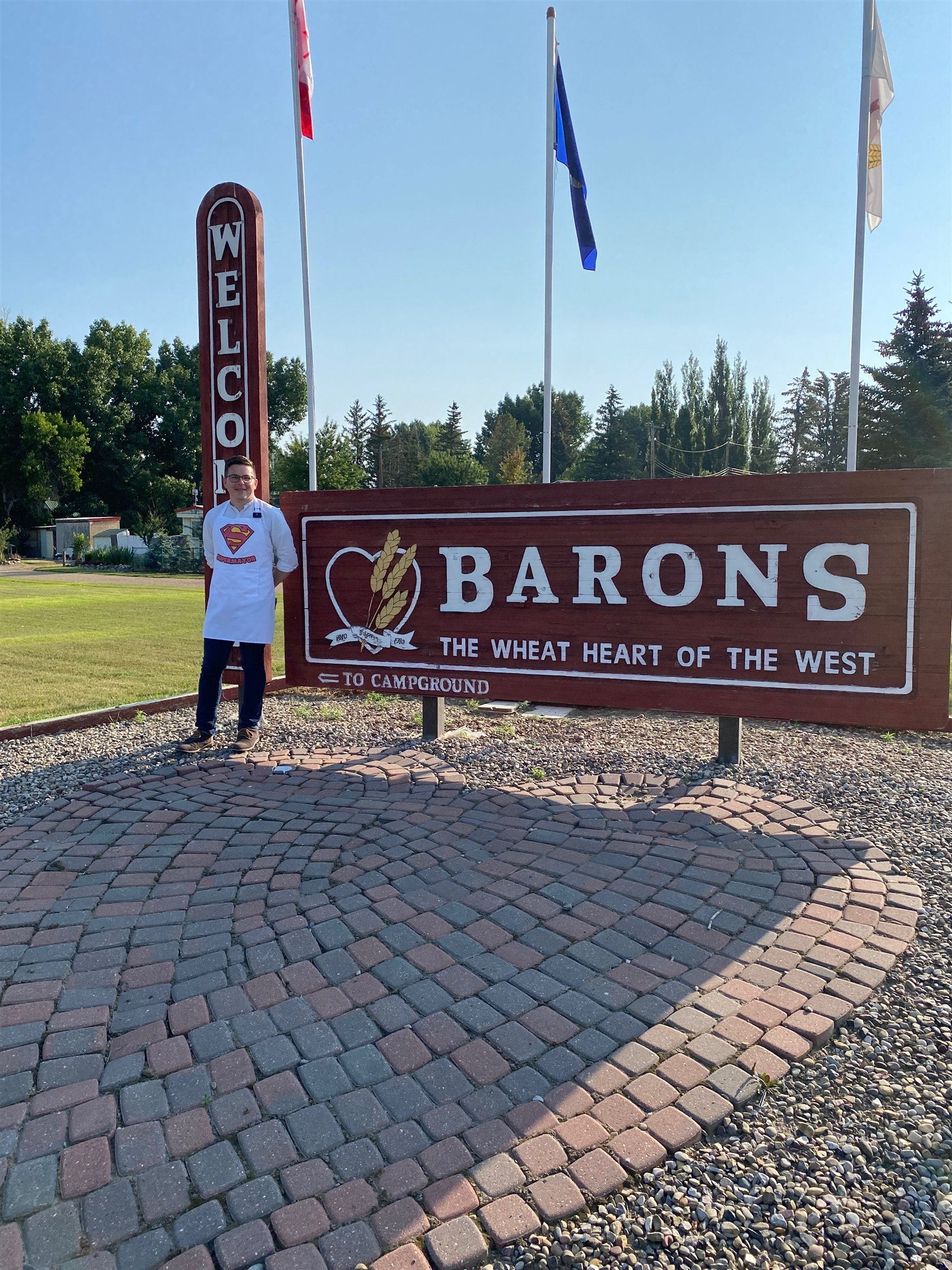 The Barons welcome sign.